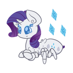 Size: 300x300 | Tagged: safe, artist:otterlore, character:rarity, chibi, cute, drider, female, monster pony, original species, reference sheet, simple background, solo, species swap, spider, spiderpony, spiderponyrarity, white background