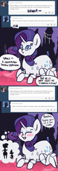 Size: 602x1776 | Tagged: safe, artist:otterlore, character:rarity, character:spike, ask, blushing, cave, comic, cute, dialogue, drider, monster pony, original species, shipping denied, silhouette, species swap, speech bubble, spider, spiderpony, spiderponyrarity, stalactite, thought bubble, tumblr