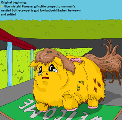 Size: 716x705 | Tagged: safe, artist:artist-kun, feral fluffy pony, fluffy pony, fluffy pony foal, fluffy pony mother, poop