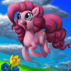Size: 1024x1024 | Tagged: safe, artist:deathpwny, character:pinkie pie, cute, female, happy, jumping, solo