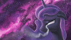 Size: 4406x2480 | Tagged: safe, artist:plainoasis, character:princess luna, crying, female, floppy ears, sad, solo, space, stars