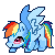 Size: 50x50 | Tagged: safe, artist:yokokinawa, character:rainbow dash, animated, female, icon, pixel art, simple background, solo, spread wings, transparent background, wings