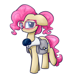 Size: 1200x1200 | Tagged: safe, artist:otterlore, character:mayor mare, cute, female, glasses, mayorable, non-dyed mayor, pink, pink hair, saddle bag, simple background, solo, white background, younger