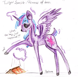 Size: 2371x2366 | Tagged: safe, artist:julunis14, character:twilight sparkle, character:twilight sparkle (alicorn), species:alicorn, species:deer, species:peryton, deerified, deerlicorn, solo, species swap, traditional art, transformation