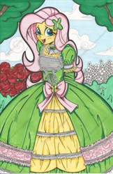 Size: 1024x1582 | Tagged: safe, artist:ponygoddess, part of a set, character:fluttershy, my little pony:equestria girls, clothing, country lolita, dress, female, lolita fashion, solo