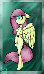 Size: 608x1012 | Tagged: safe, artist:nika-rain, character:fluttershy, species:pony, bipedal, female, flutterbot, robot, solo