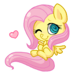 Size: 150x150 | Tagged: safe, artist:yokokinawa, character:fluttershy, animated, female, frame by frame, heart, simple background, solo, squigglevision, transparent background, vibrating, wingding eyes