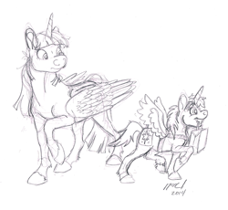Size: 771x710 | Tagged: safe, artist:carnivorouscaribou, character:twilight sparkle, character:twilight sparkle (alicorn), species:alicorn, species:pony, alicorn costume, clothing, costume, fake cutie mark, fake horn, fake wings, female, grayscale, hilarious in hindsight, mare, monochrome, mouth hold, nightmare night costume, raised hoof, realistic, traditional art, twilight sparkle costume, unshorn fetlocks