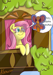 Size: 2893x4092 | Tagged: safe, artist:atane27, character:fluttershy, butterfly