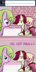 Size: 650x1300 | Tagged: safe, artist:why485, character:daisy, character:lily, character:lily valley, character:roseluck, ask, ask the flower trio, comic, flower trio, tumblr