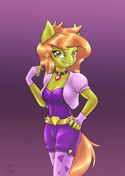 Size: 1447x2046 | Tagged: safe, artist:lovelyneckbeard, character:adagio dazzle, oc, oc only, species:anthro, equestria girls:rainbow rocks, g4, my little pony: equestria girls, my little pony:equestria girls, cosplay, female, grin, looking at you, smiling, solo