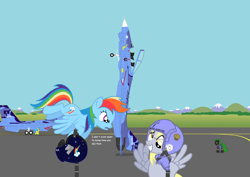Size: 2900x2054 | Tagged: safe, artist:lonewolf3878, character:derpy hooves, character:rainbow dash, oc, species:pegasus, species:pony, aircraft, f-14 tomcat, female, fighter, high res, jet, jet fighter, mare, new lunar republic, plane