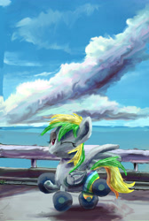 Size: 2585x3856 | Tagged: safe, artist:owlvortex, oc, oc only, oc:wheely bopper, highway, looking at you, original species, pose, smiling, wheelpone, wink