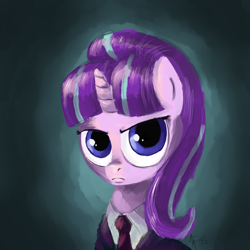 Size: 1000x1000 | Tagged: safe, artist:aa, character:starlight glimmer, species:pony, species:unicorn, episode:the cutie map, g4, my little pony: friendship is magic, andrew ryan, bioshock, clothing, female, necktie, portrait, solo, suit