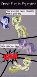Size: 5772x11797 | Tagged: safe, artist:owlvortex, character:clear skies, oc, episode:tanks for the memories, g4, my little pony: friendship is magic, absurd resolution, comic, floppy ears, frown, glare, lip bite, on back, smiling
