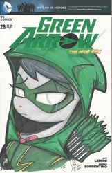 Size: 1024x1582 | Tagged: safe, artist:ponygoddess, character:octavia melody, species:pony, arrow, bust, clothing, comic book, comic book cover, costume, female, green arrow, portrait, quiver, solo