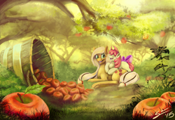 Size: 2000x1368 | Tagged: safe, artist:blindcoyote, character:apple bloom, character:applejack, apple