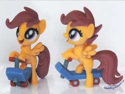 Size: 2000x1500 | Tagged: safe, artist:deathpwny, character:scootaloo, species:pegasus, species:pony, 3d print, female, photo, scooter, solo