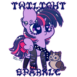 Size: 1000x1000 | Tagged: safe, artist:otterlore, character:owlowiscious, character:twilight sparkle, character:twilight sparkle (alicorn), species:alicorn, species:pony, boots, clothing, female, heart eyes, jacket, mare, punk, simple background, torn clothes, transparent background, wingding eyes