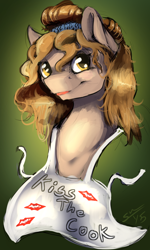 Size: 600x1000 | Tagged: safe, artist:blindcoyote, oc, oc only, oc:brownie bun, apron, clothing, solo