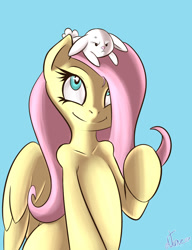 Size: 800x1040 | Tagged: safe, artist:atane27, character:angel bunny, character:fluttershy, cross-popping veins, female, solo