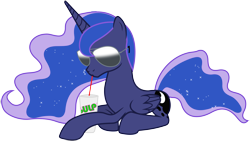 Size: 1600x900 | Tagged: safe, artist:totallynotabronyfim, character:princess luna, aviators, casual, drink, female, solo, straw, sunglasses