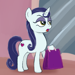 Size: 1280x1280 | Tagged: safe, artist:aa, character:moonlight raven, species:pony, species:unicorn, episode:canterlot boutique, g4, my little pony: friendship is magic, season 5, background pony, bag, cutie mark, eyeliner, eyeshadow, female, goth pony, makeup, mare, solo, window