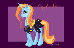 Size: 900x582 | Tagged: safe, artist:littlewolfstudios, character:sassy saddles, species:pony, species:unicorn, episode:canterlot boutique, g4, my little pony: friendship is magic, season 5, clothing, doodle, female, signature, smiling, solo