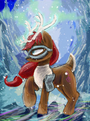 Size: 5515x7397 | Tagged: safe, artist:owlvortex, absurd resolution, ice, snow, snowfall, solo, viking caribou