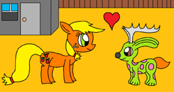 Size: 1024x539 | Tagged: safe, artist:killerbug2357, character:applejack, 1000 hours in ms paint, heart, jackalope, ms paint