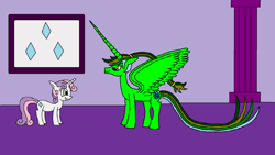 Size: 1024x576 | Tagged: safe, artist:killerbug2357, character:sweetie belle, oc, oc:persephone, species:alicorn, species:pony, 1000 hours in ms paint, alicorn oc, ms paint, wrong cutie mark