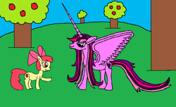 Size: 1024x622 | Tagged: safe, artist:killerbug2357, character:apple bloom, oc, oc:seraphina, species:alicorn, species:pony, 1000 hours in ms paint, alicorn oc, ms paint, wrong cutie mark