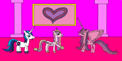 Size: 1024x514 | Tagged: safe, artist:killerbug2357, character:princess cadance, character:shining armor, oc, oc:seraphina, species:alicorn, species:pony, species:unicorn, 1000 hours in ms paint, alicorn oc, ms paint