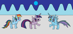 Size: 1024x476 | Tagged: safe, artist:killerbug2357, character:rainbow dash, character:twilight sparkle, character:twilight sparkle (alicorn), oc, oc:angelica, species:alicorn, species:pony, 1000 hours in ms paint, alicorn oc, ms paint