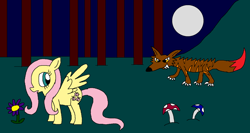 Size: 1024x544 | Tagged: safe, artist:killerbug2357, character:fluttershy, species:wolf, 1000 hours in ms paint, ms paint