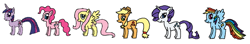 Size: 1024x182 | Tagged: safe, artist:killerbug2357, character:applejack, character:fluttershy, character:pinkie pie, character:rainbow dash, character:rarity, character:twilight sparkle, 1000 hours in ms paint, mane six, ms paint