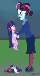 Size: 677x1280 | Tagged: safe, artist:stargrazer, character:principal abacus cinch, character:twilight sparkle, character:twilight sparkle (scitwi), species:eqg human, equestria girls:friendship games, g4, my little pony: equestria girls, my little pony:equestria girls, age regression, nudity, scared, younger