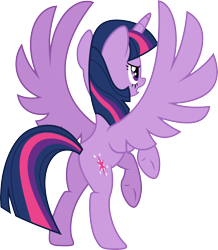 Size: 5276x6052 | Tagged: safe, artist:chrzanek97, character:twilight sparkle, character:twilight sparkle (alicorn), species:alicorn, species:pony, episode:the cutie re-mark, absurd resolution, female, glare, gritted teeth, mare, plot, rearing, simple background, solo, spread wings, transparent background, underhoof, vector, wings