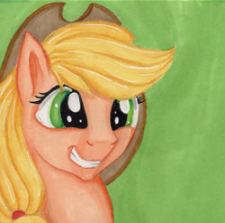 Size: 1024x1011 | Tagged: safe, artist:sparklyon3, rcf community, character:applejack, female, portrait, solo, traditional art