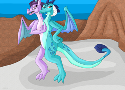 Size: 2864x2076 | Tagged: safe, artist:mojo1985, character:princess ember, character:prominence, species:dragon, episode:gauntlet of fire, g4, my little pony: friendship is magic, conjoined, conjoined twins, multiple heads, two heads, two-headed dragon