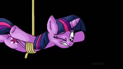 Size: 1280x720 | Tagged: safe, artist:mojo1985, character:twilight sparkle, character:twilight sparkle (alicorn), species:alicorn, species:pony, episode:applejack's day off, black background, female, rope, simple background, solo