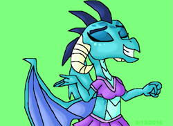 Size: 641x467 | Tagged: safe, artist:mojo1985, character:princess ember, species:dragon, cheerleader, female, solo