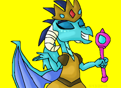 Size: 640x466 | Tagged: safe, artist:mojo1985, character:princess ember, species:dragon, crown, female, scepter, solo