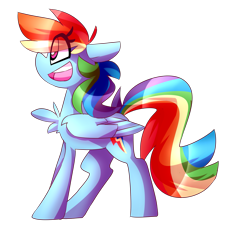 Size: 2217x2000 | Tagged: safe, artist:nekosnicker, character:rainbow dash, chest fluff, cute, female, open mouth, simple background, smiling, solo, wide eyes