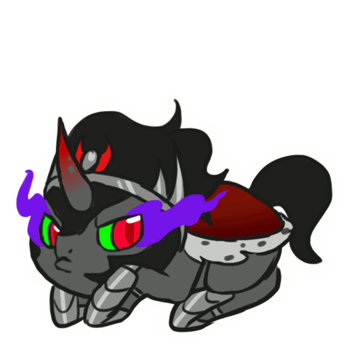 Size: 500x500 | Tagged: safe, artist:mondlichtkatze, character:king sombra, animated, cute, frame by frame, frown, grumpy, male, prone, shaking, simple background, solo, sombra's cape, sombradorable, squigglevision, transparent background