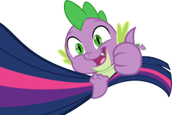 Size: 6060x4040 | Tagged: safe, artist:chrzanek97, character:spike, character:twilight sparkle, episode:the cutie re-mark, .svg available, absurd resolution, holding, simple background, solo focus, tail, thumbs up, transparent background, vector