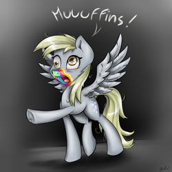 Size: 3024x3024 | Tagged: safe, artist:gaelledragons, character:derpy hooves, species:pegasus, species:pony, episode:28 pranks later, g4, my little pony: friendship is magic, cookie zombie, female, mare, rainbow muzzle, solo, that pony sure does love muffins