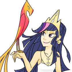 Size: 800x800 | Tagged: safe, artist:redge, artist:thelivingmachine02, character:philomena, character:twilight sparkle, species:phoenix, colored, dressup, humanized