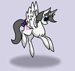 Size: 296x278 | Tagged: safe, artist:dookin, oc, oc only, oc:prismwind, species:alicorn, species:pony, commission, shadow, simple background, solo, spread wings, wings, ych result