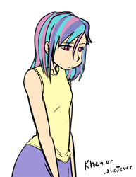 Size: 612x792 | Tagged: safe, artist:kprovido, character:princess celestia, species:human, female, humanized, looking down, sad, simple background, solo, transparent background
